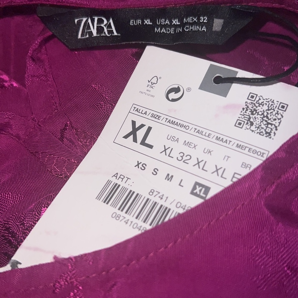 Zara Satin Effect Jacquard Dress - Sz XL - NWT - Picture 9 of 10